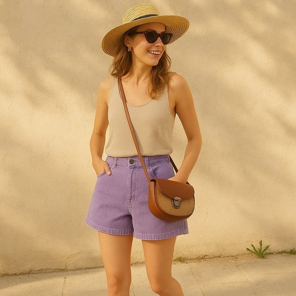 Vintage Pants - Vintage Deadstock 90s Dixie Blues Lavender Denim Shorts – NWT